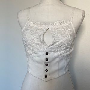 Free People corset style lace top, cream, size S